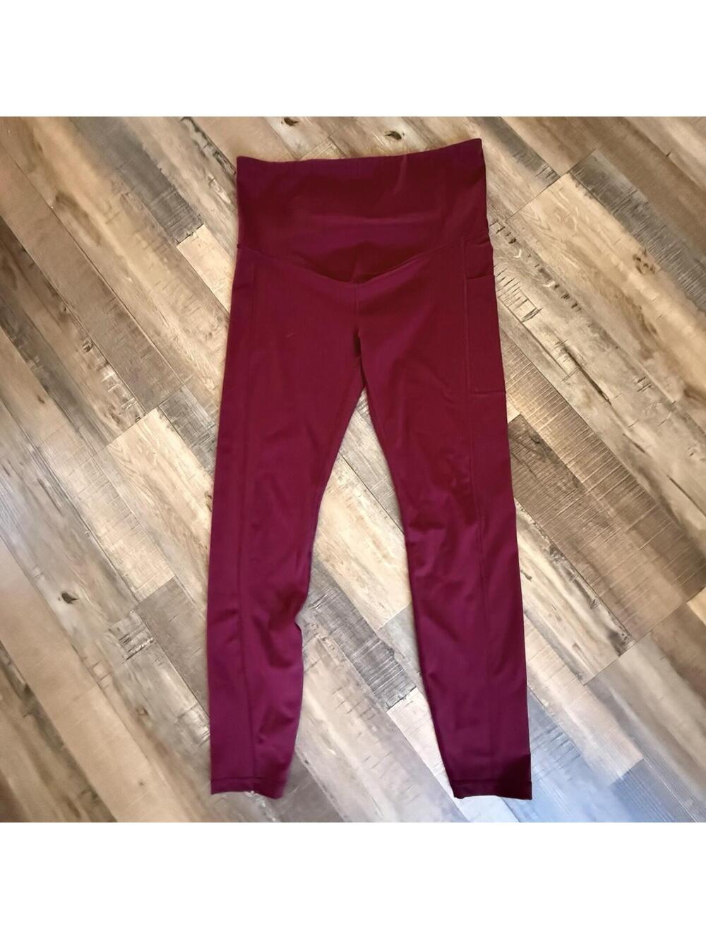 gap fit maternity‎ leggings maroon Sz S Workout Athleisure Comfort 25.5 Inseam